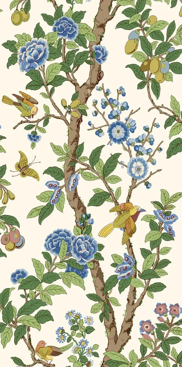 G P & J Baker Wallpaper BW45129.1 Eldon Green/Blue