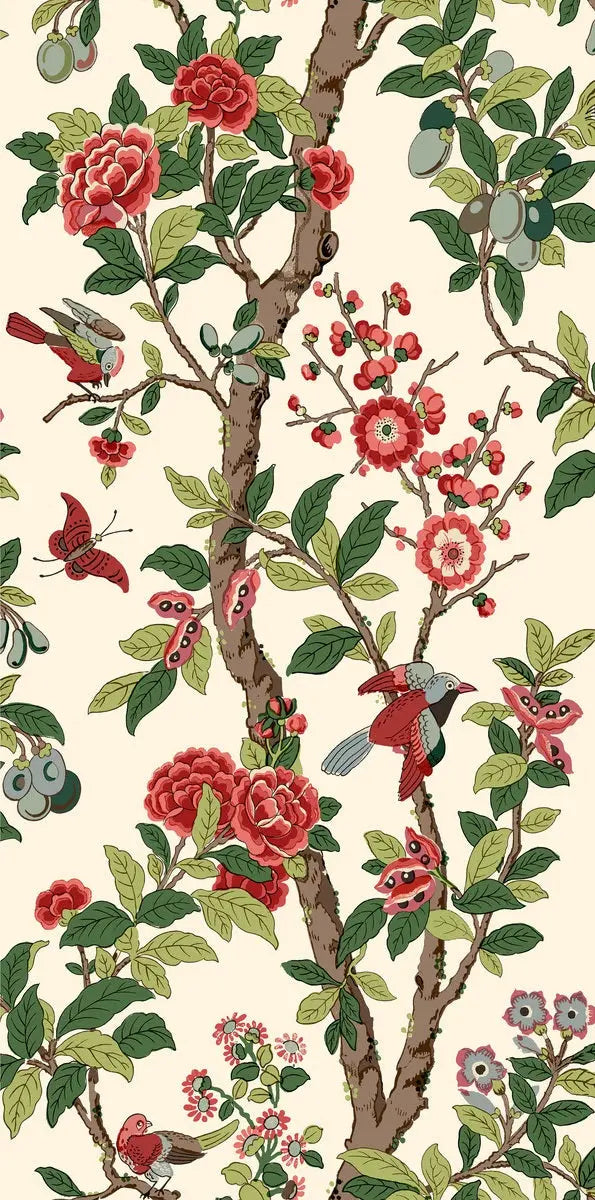 G P & J Baker Wallpaper BW45129.5 Eldon Red/Green