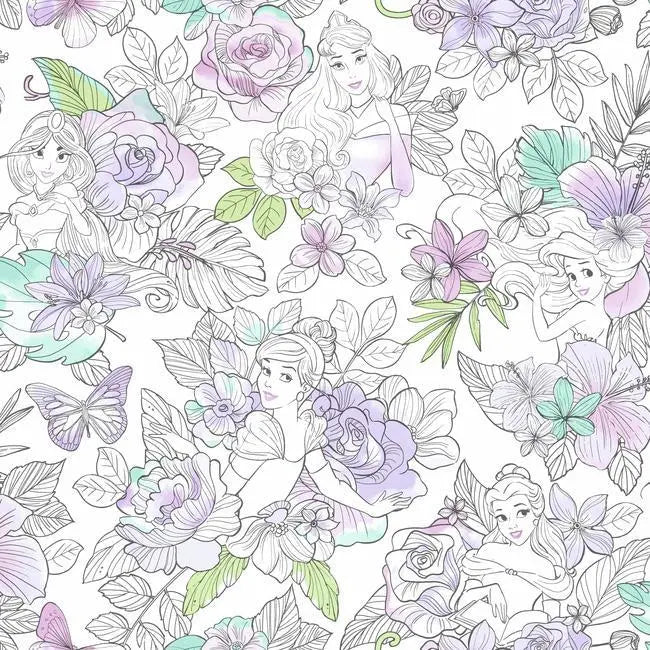 York Wallpaper DI0964 Disney Princess Royal Floral