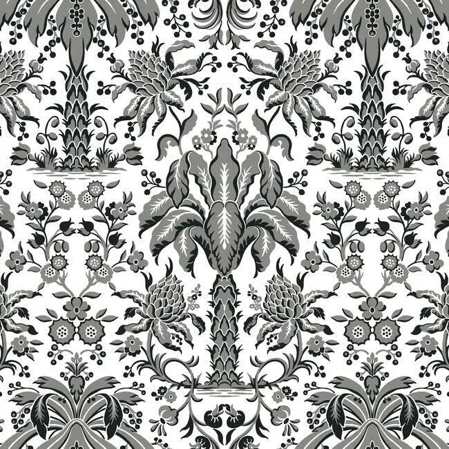 York DM5014 Palmetto Palm Damask Wallpaper