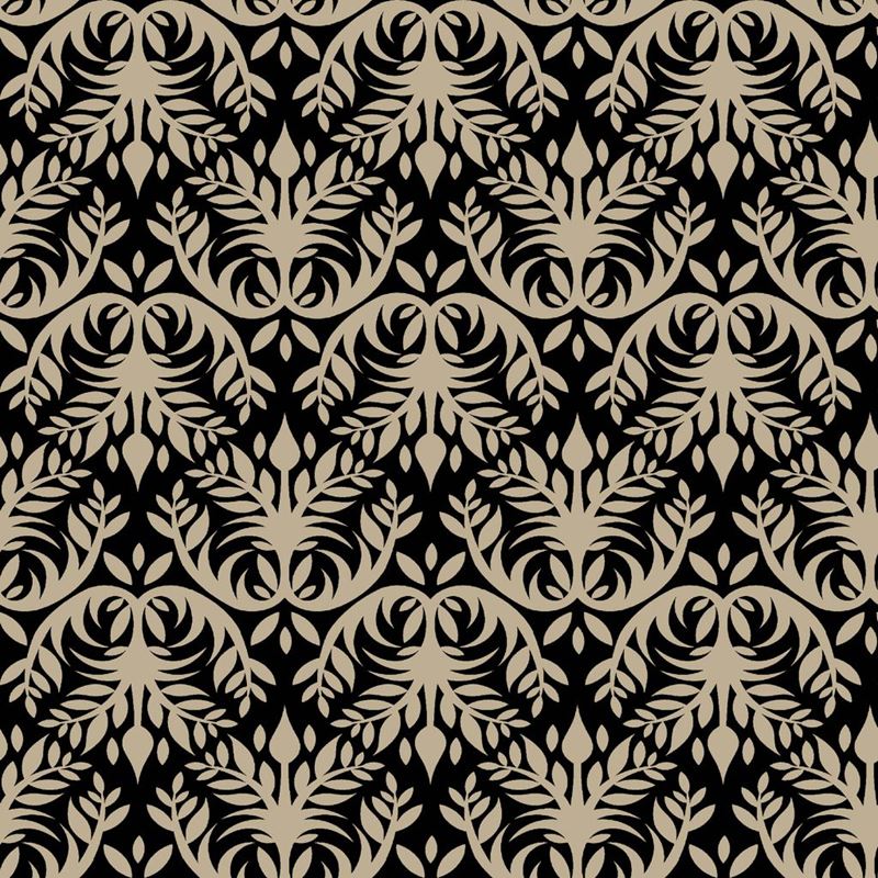 RM Coco Fabric Double Dutch Damask Reversal Black Walnut