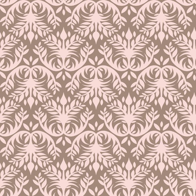 RM Coco Fabric Double Dutch Damask Reversal Chocolate Strawberry