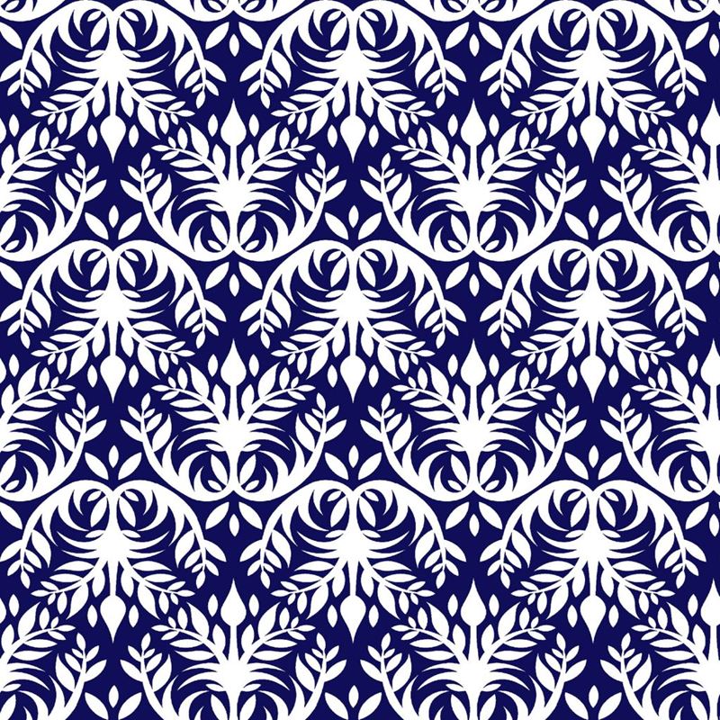 RM Coco Fabric Double Dutch Damask Reversal Indigo