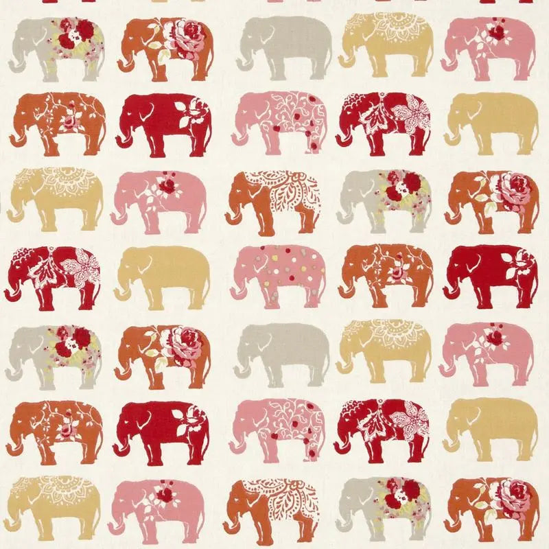 Clarke and Clarke Fabric F0794-2 Elephants Spice