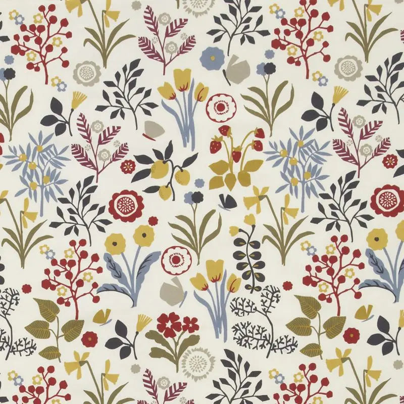 Clarke and Clarke Fabric F0991-3 Frida Indigo/Cranberry