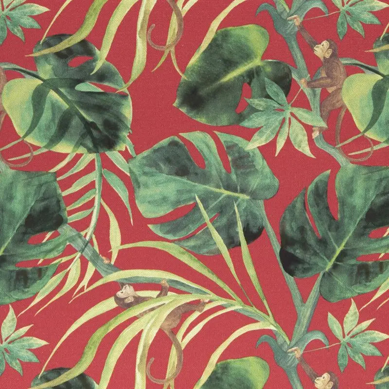 Clarke and Clarke Fabric F0998-4 Monkey Business Rouge