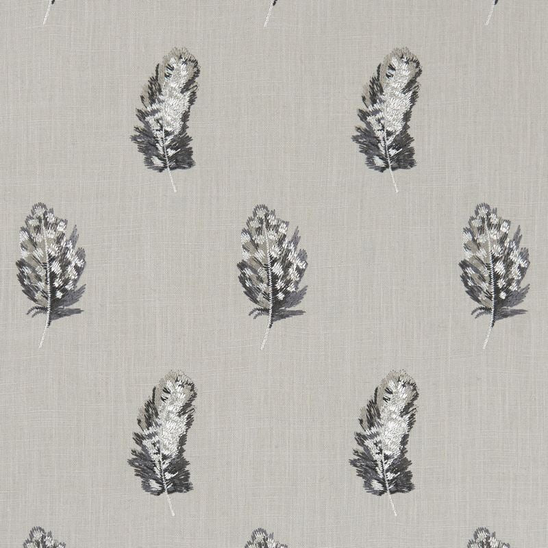 Clarke and Clarke Fabric F1082-2 Plumis Charcoal/Linen