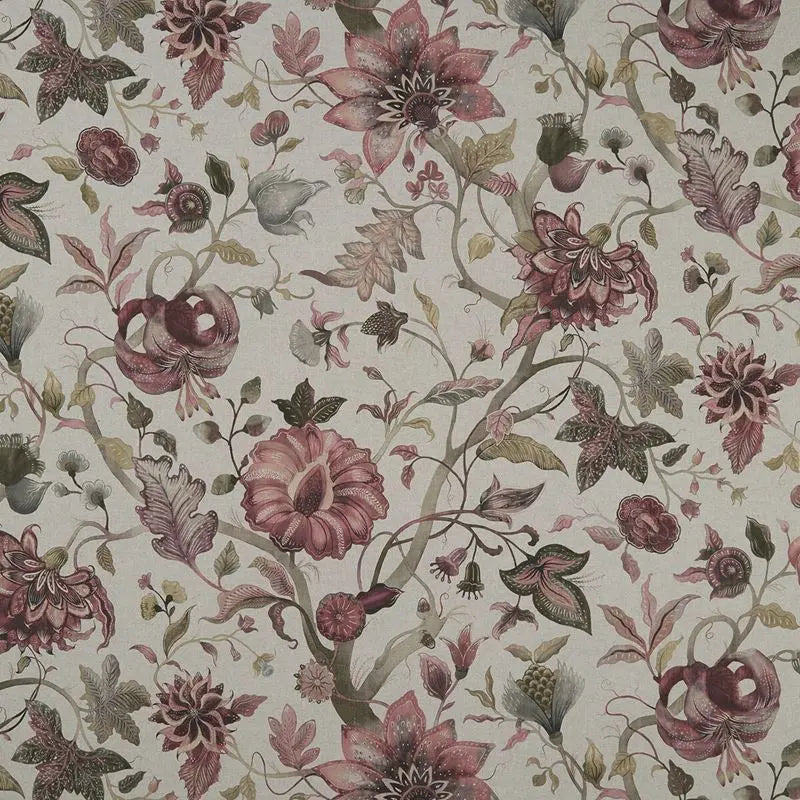 Clarke and Clarke Fabric F1149-2 Delilah Culla Winterberry/Linen