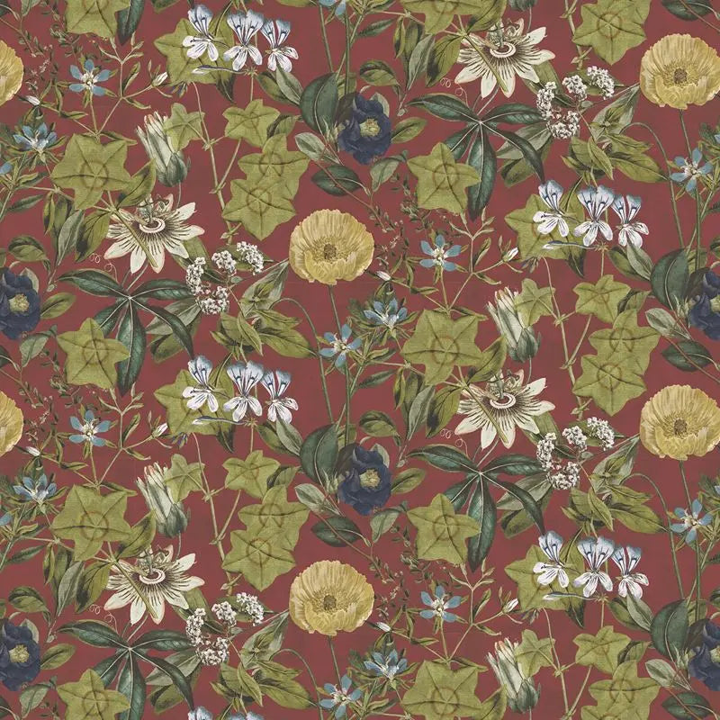 Clarke and Clarke Fabric F1304-10 Passiflora Rouge Velvet