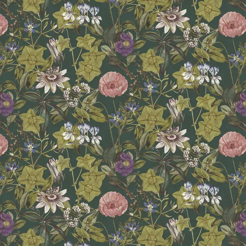 Clarke and Clarke Fabric F1304-7 Passiflora Emerald Velvet