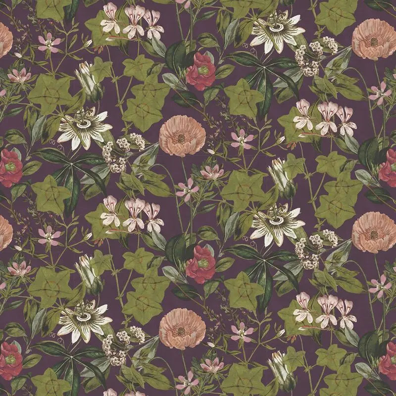 Clarke and Clarke Fabric F1304-8 Passiflora Mulberry Velvet