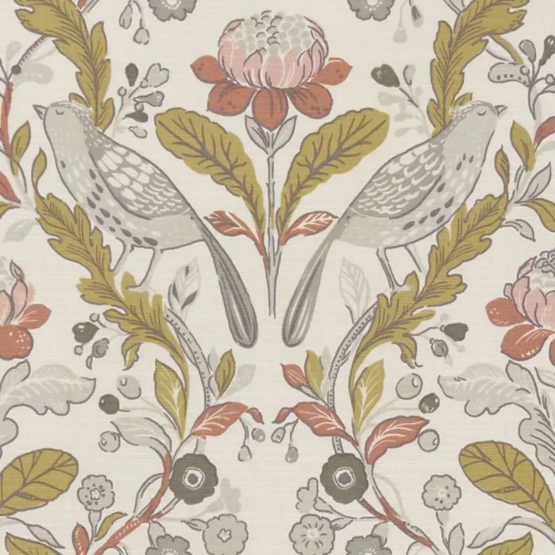 Clarke and Clarke Fabric F1316-3 Orchard Birds Birds Ochre