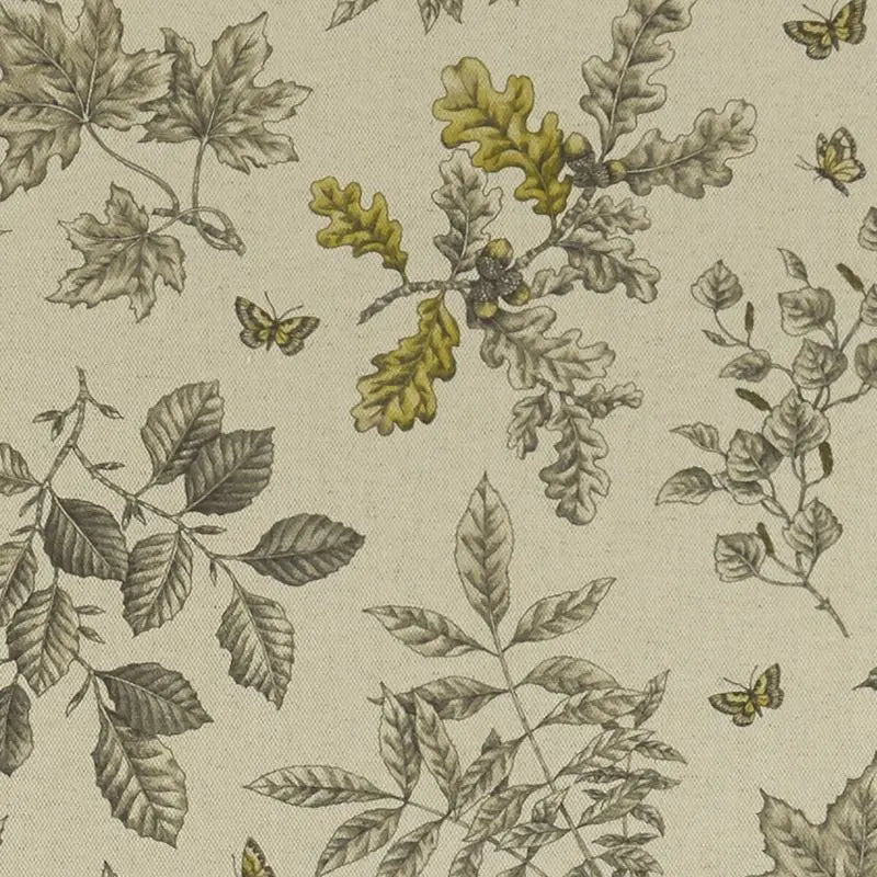 Clarke and Clarke Fabric F1329-2 Hortus Charcoal/Ochre