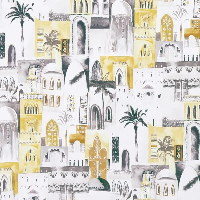 Clarke and Clarke Fabric F1368-2 Marrakech Charcoal/Ochre