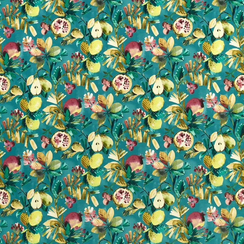 Clarke and Clarke Fabric F1515-4 Fruta Teal Velvet