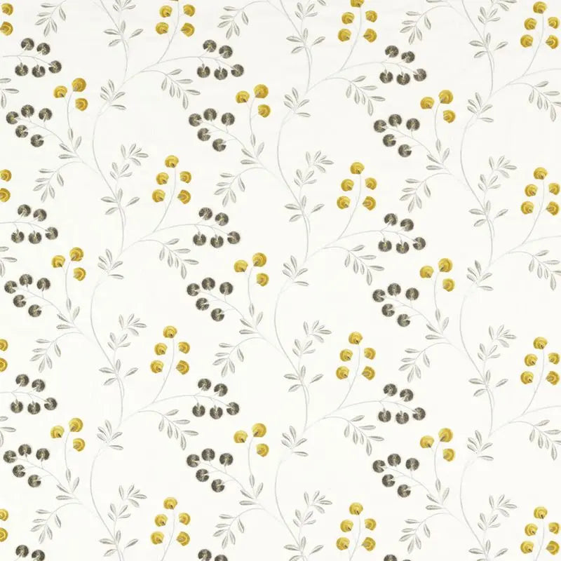 Clarke and Clarke Fabric F1556-3 Rochelle Pewter/Chartreuse