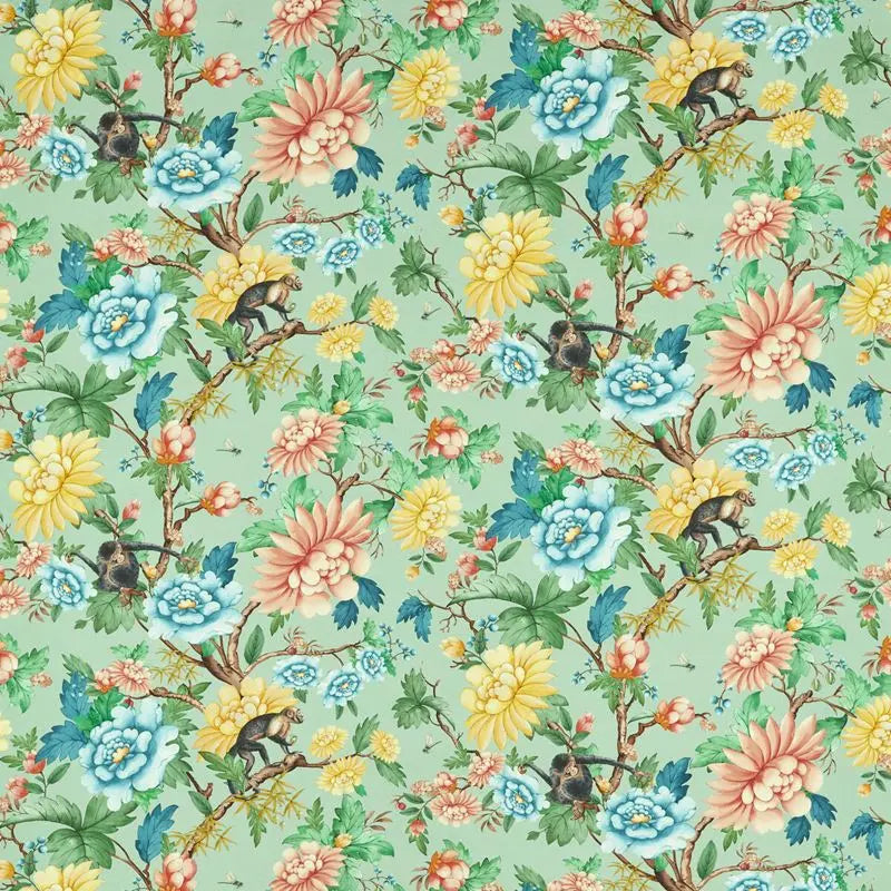 Clarke and Clarke Fabric F1603-2 Sapphire Garden Mineral