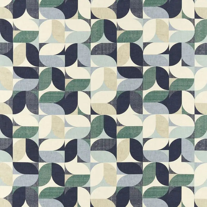 Clarke and Clarke Fabric F1640-1 Reno Mineral/Navy