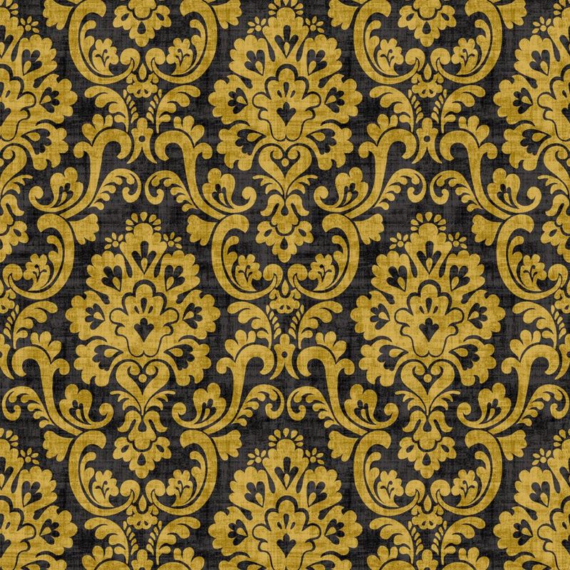 RM Coco Fabric Frescato Damask Reversal Black Gold