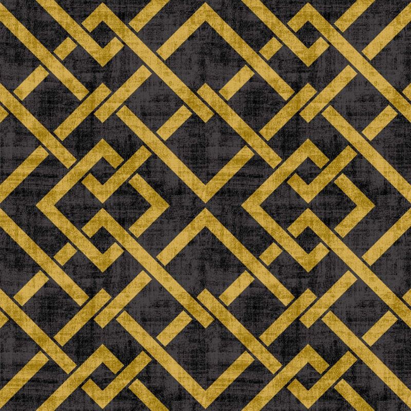 RM Coco Fabric Frescato Trellis Reversal Black Gold