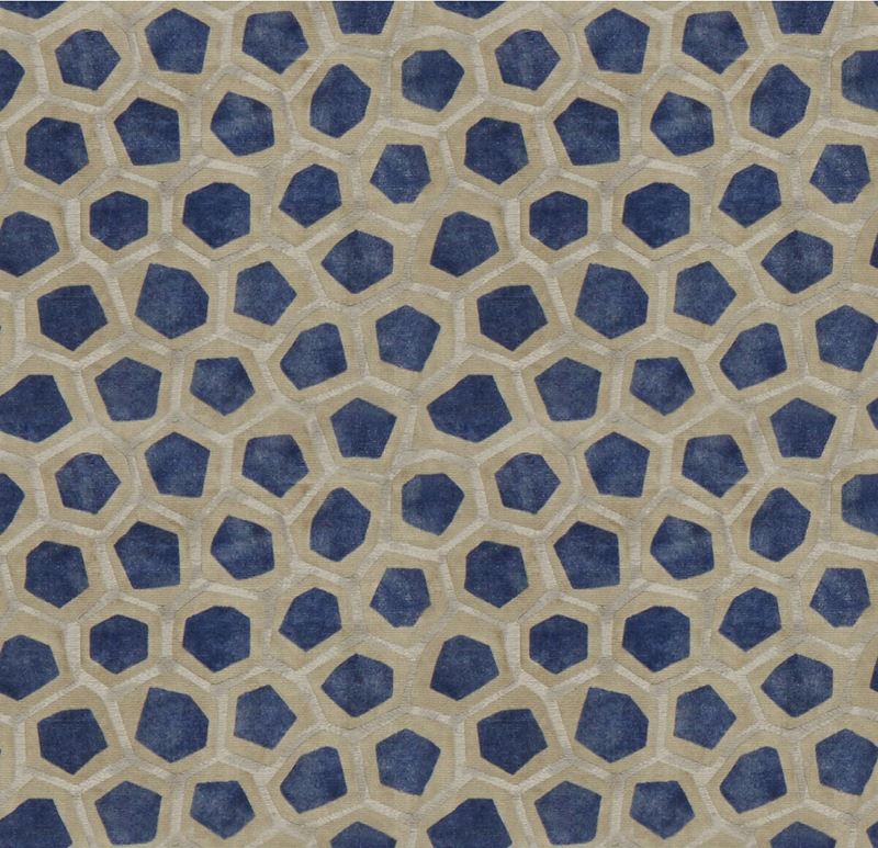 Groundworks Fabric GWF-3705.1650 Hexagon Velvet Sapphire