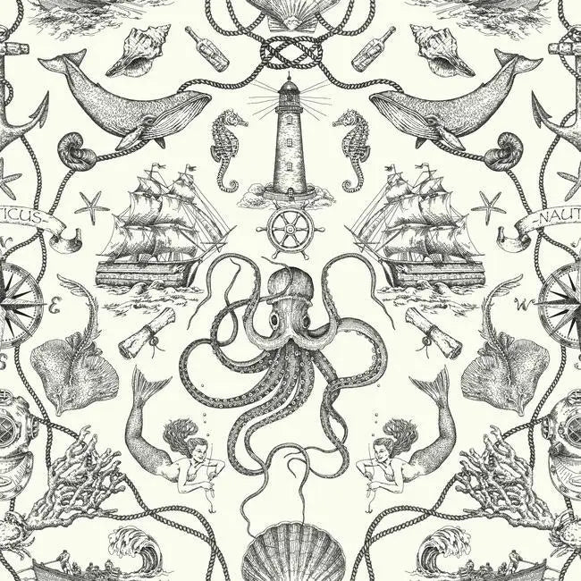 York Wallpaper HO3360 Deep Sea Toile