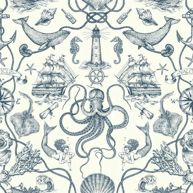 York Wallpaper HO3361 Deep Sea Toile