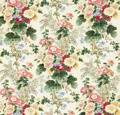 Lee Jofa Fabric HOLLYHOCK HAND.WHT-COR Hollyhock Hdb White/Coral