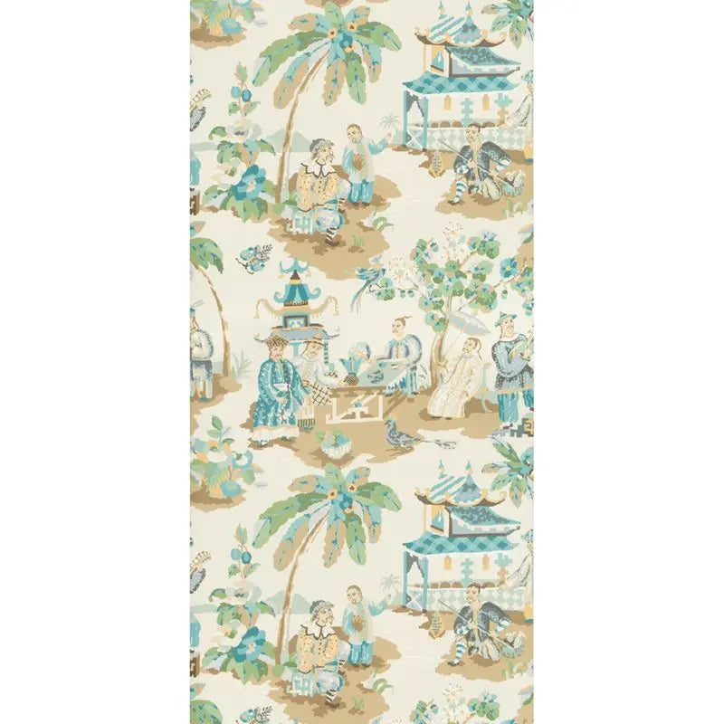 Brunschwig & Fils Wallpaper P8019102.113 Xian Seafoam/Sand