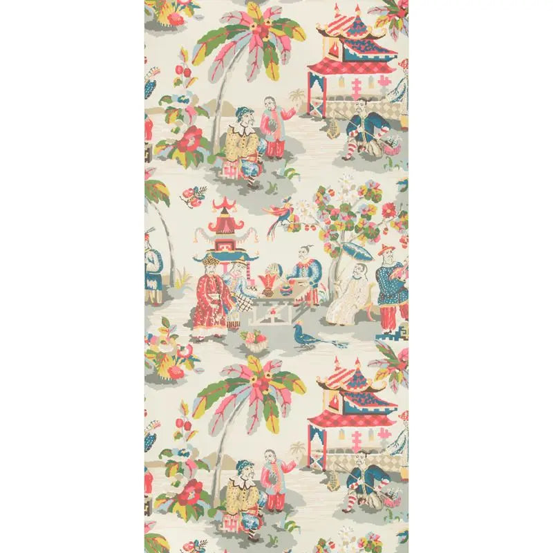 Brunschwig & Fils Wallpaper P8019102.157 Xian Prussian/Red