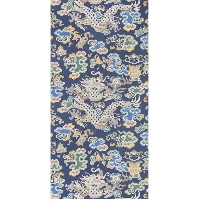 Brunschwig & Fils Wallpaper P8019113.5 Ming Dragon Lapis