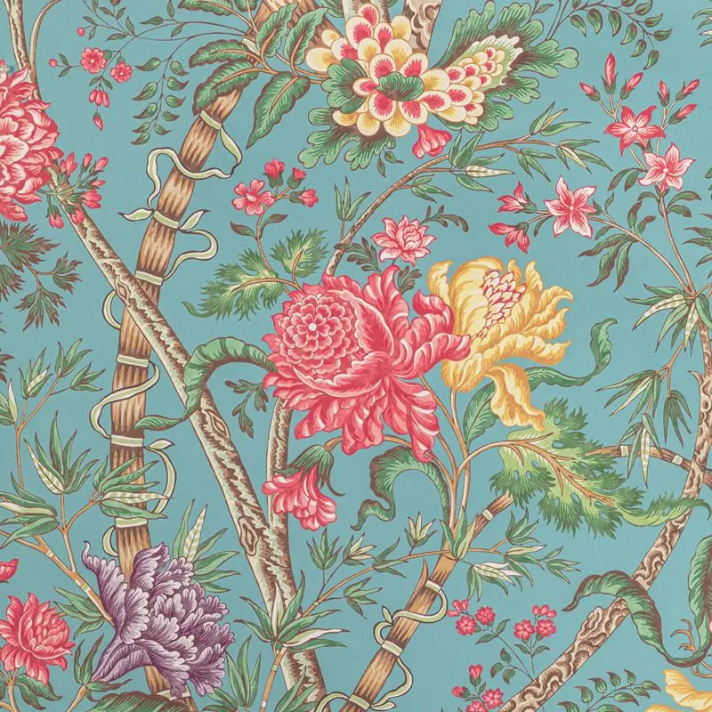 Brunschwig & Fils Wallpaper P8022100.1319 Luberon Aqua/Multi