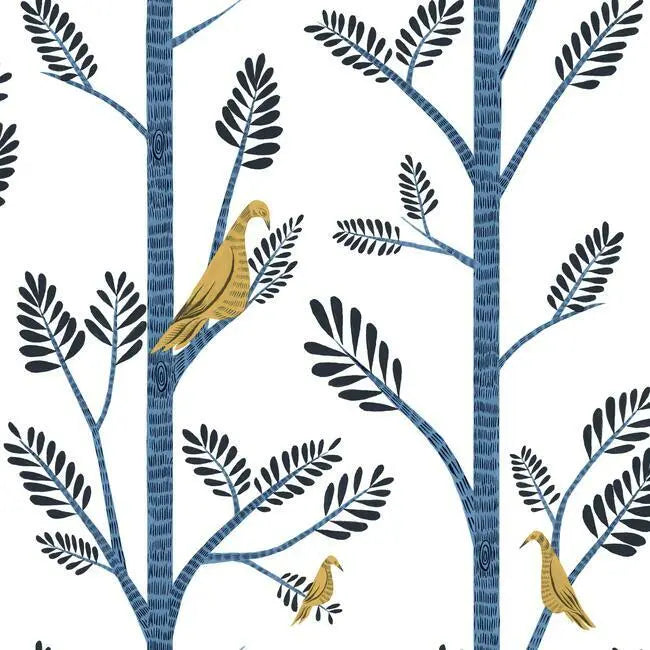 York PSW1236RL Aviary Branch Peel and Stick Wallpaper