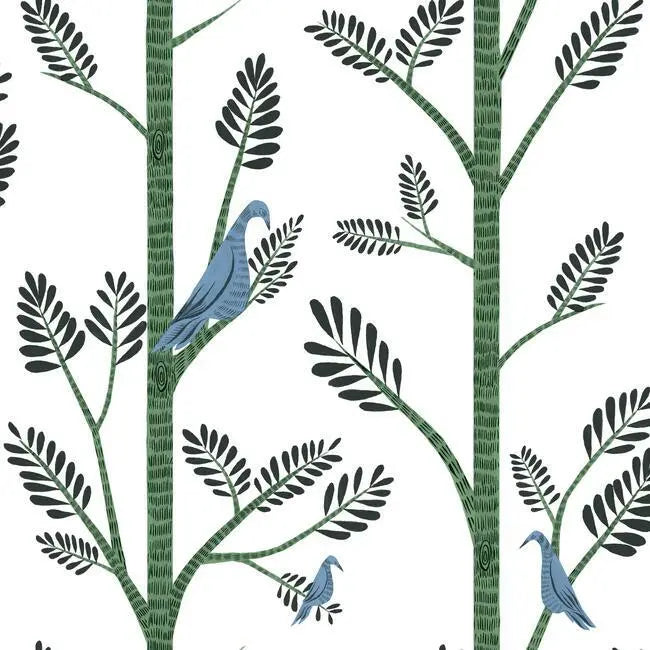 York PSW1237RL Aviary Branch Peel and Stick Wallpaper