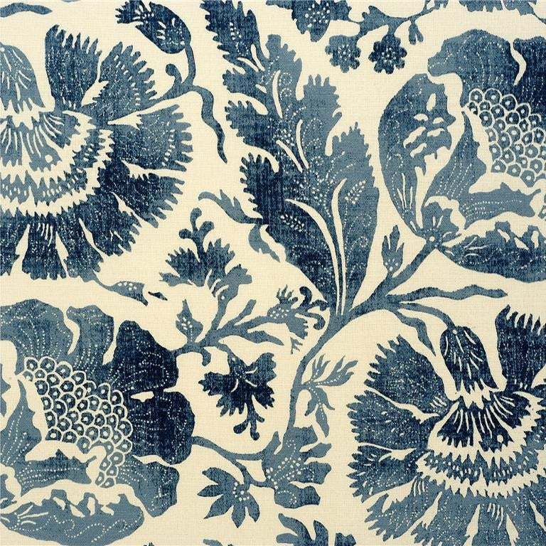 G P & J Baker Fabric R1375.1 Poppies Indigo