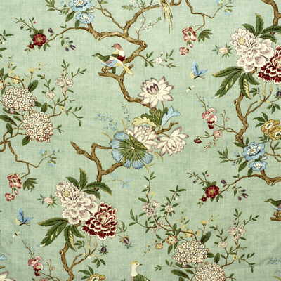 G P & J Baker Fabric R1398.2 Oriental Bird Eau De Nil