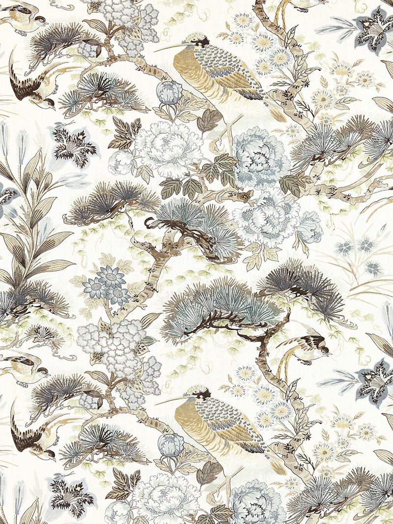 Scalamandre Fabric SC 000116601 Shenyang Linen Print Parchment