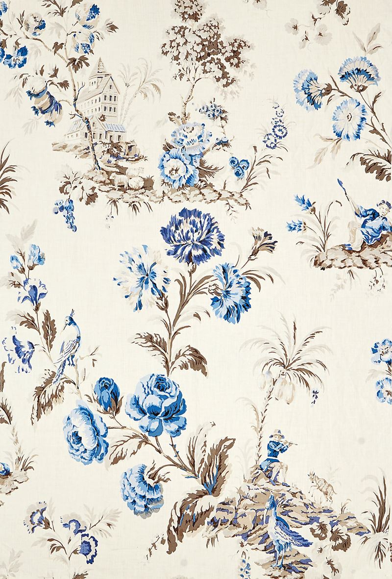 Scalamandre Fabric SC 000216584 Somerset Linen Print Porcelain