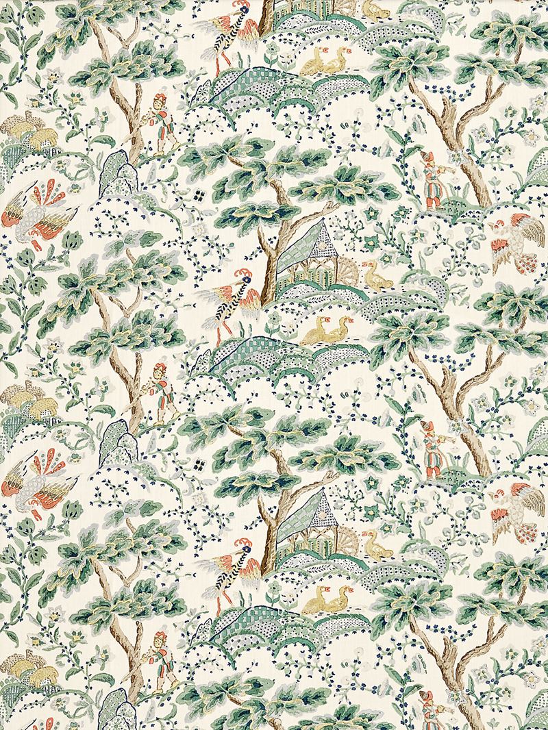 Scalamandre Fabric SC 000216590 Kelmescott Hand Block Print Leaf On Ivory