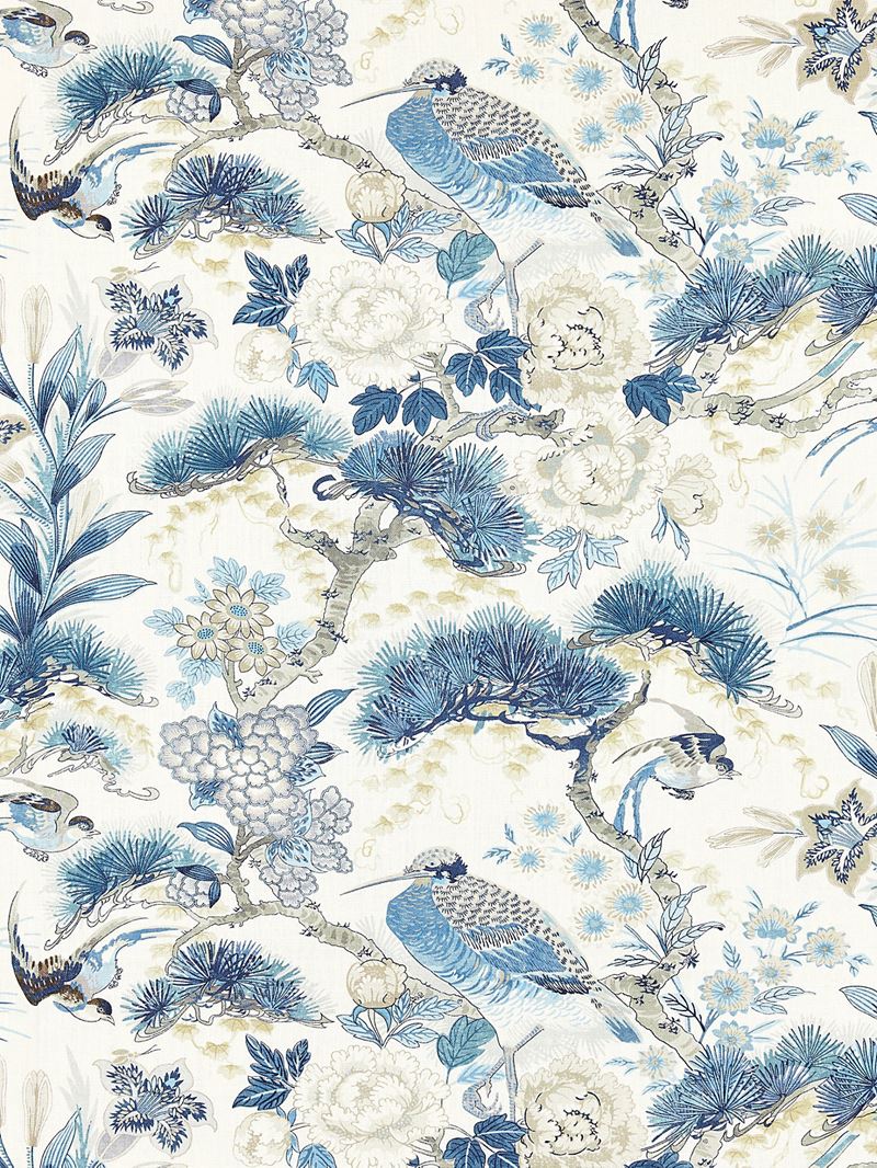 Scalamandre Fabric SC 000216601 Shenyang Linen Print Porcelain