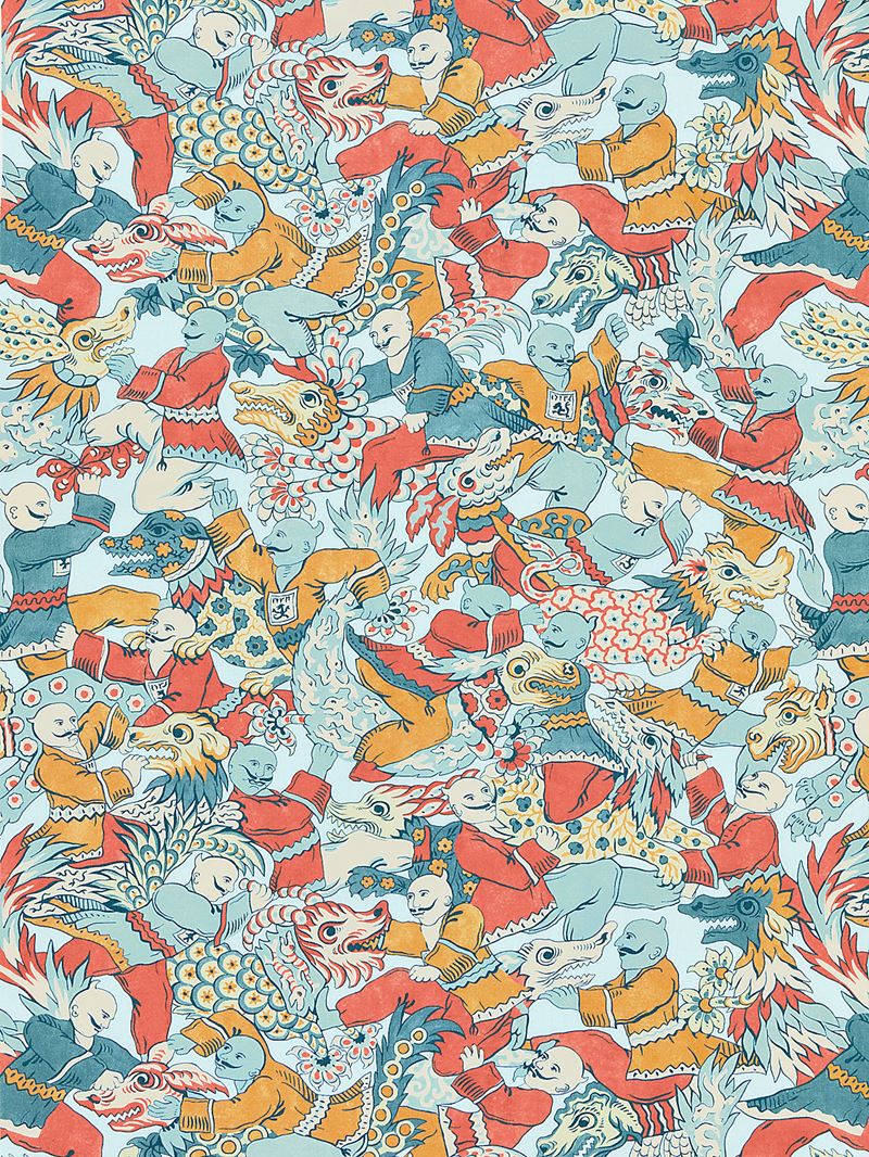 Scalamandre Fabric SC 000216612 Dragon Dance Multi