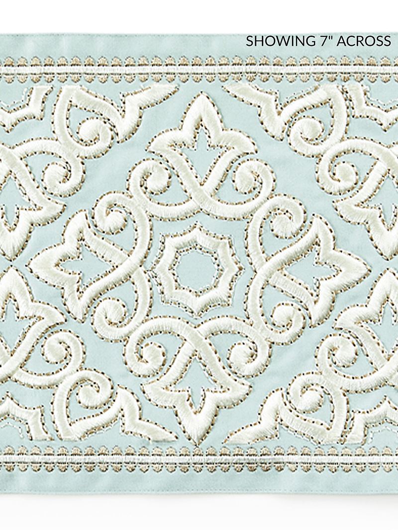 Scalamandre Fabric SC 0002T3320 Ornamental Embroidered Tape Aquamarine