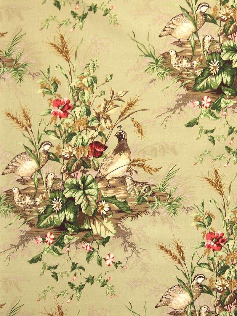 Scalamandre Fabric SC 000316310 Edwin's Covey Linen Print Multi On Willow