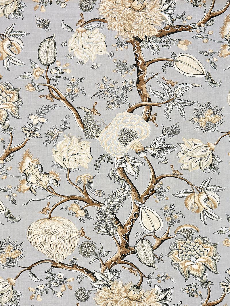 Scalamandre Fabric SC 000316556 Pondicherry Linen Print Mineral