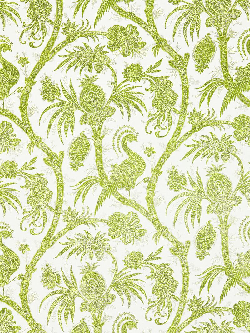 Scalamandre Fabric SC 000316575 Balinese Peacock Linen Print Pear