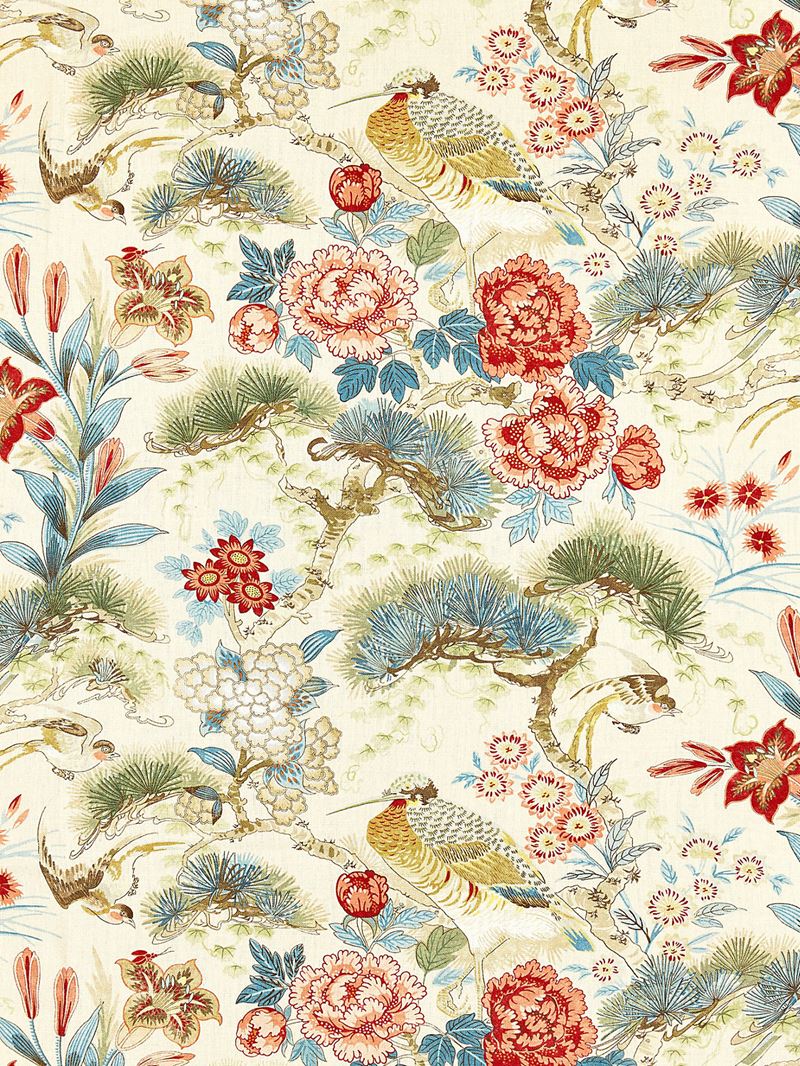 Scalamandre Fabric SC 000416601 Shenyang Linen Print Sandalwood