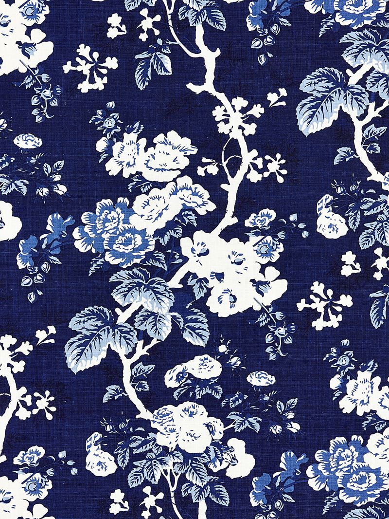 Scalamandre Fabric SC 000416602 Ascot Linen Print Indigo