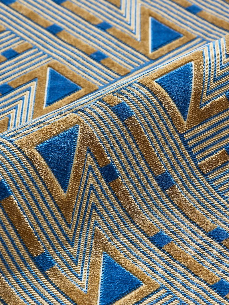 Scalamandre Fabric SC 000427323 Kasai Velvet Blue and Gold