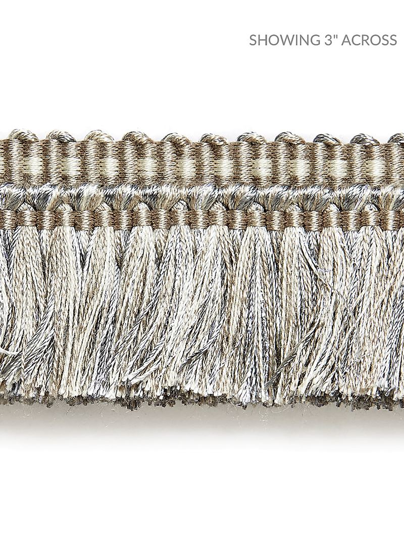 Scalamandre Fabric SC 0004FC1495 Shimmer Brush Fringe Silver Grey