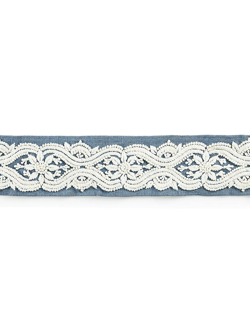 Scalamandre Fabric SC 0004T3298 Linnea Embroidered Tape Copenhagen Blue